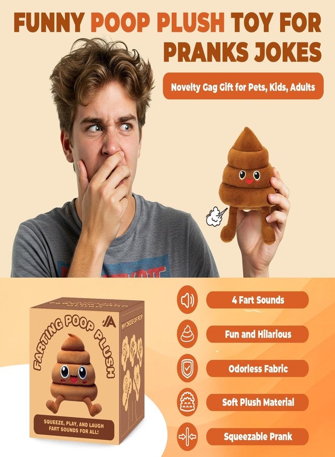 A AIFAMY Funny Poop Plush Toy with 4 Fart Sounds - Fart Blaster Noise Maker - Realistic Fake Poop for Pranks, Jokes - Funny Gag Gift for Pets, Kids, Adults - Image 4